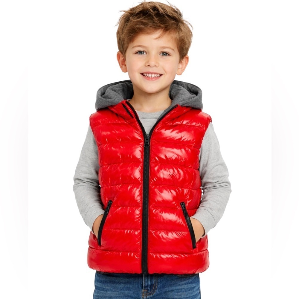 APPAMAN Boy's Apex Hooded Puffer Vest Red Size 5